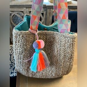 America and Beyond Straw Shoulder Bag